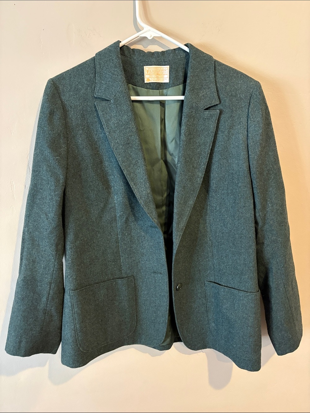 VTG Pendleton Green Wool Blazer SZ 12